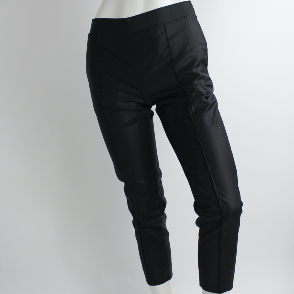 COS Sleek Dress Pants Tapered Trousers 100% Wool Black Skinny Size 4